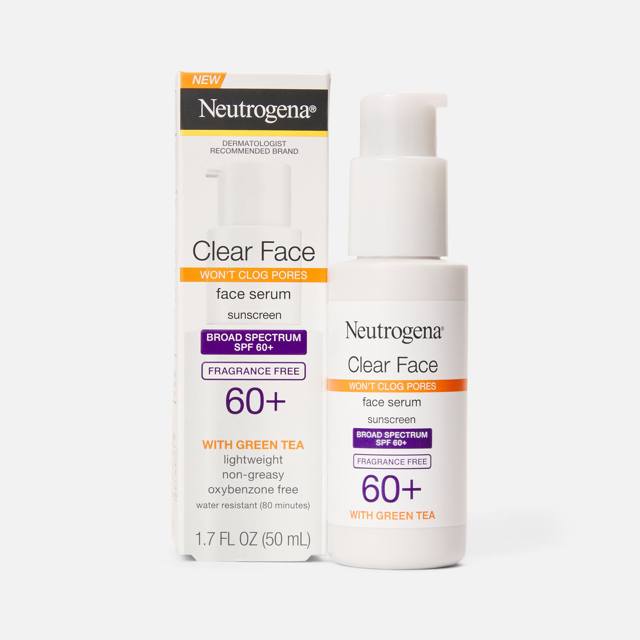 FSA Eligible Neutrogena Clear Face Serum Sunscreen, SPF 60+, 1.7 oz