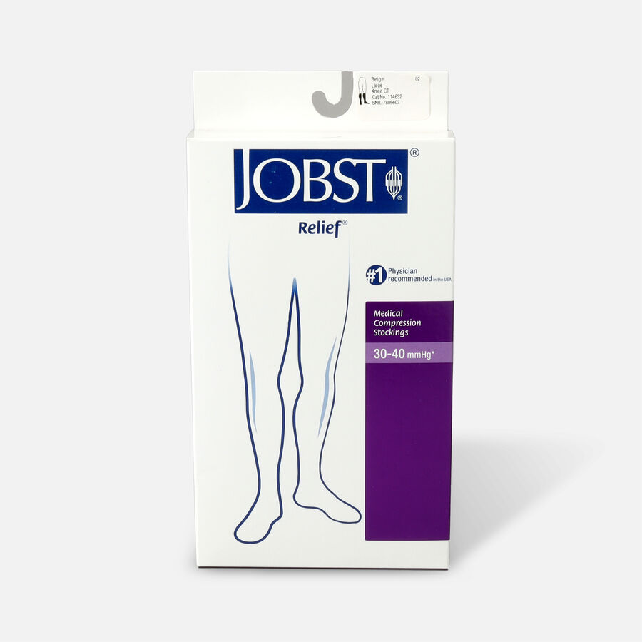 BSN Jobst Unisex Relief Knee-High Extra Firm Compression Stockings, Closed Toe, Beige, , large image number 0
