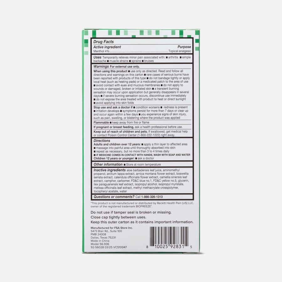 Caring Mill&trade; Menthol Pain Relief Roll-On Gel, 2.5 fl oz., , large image number 1