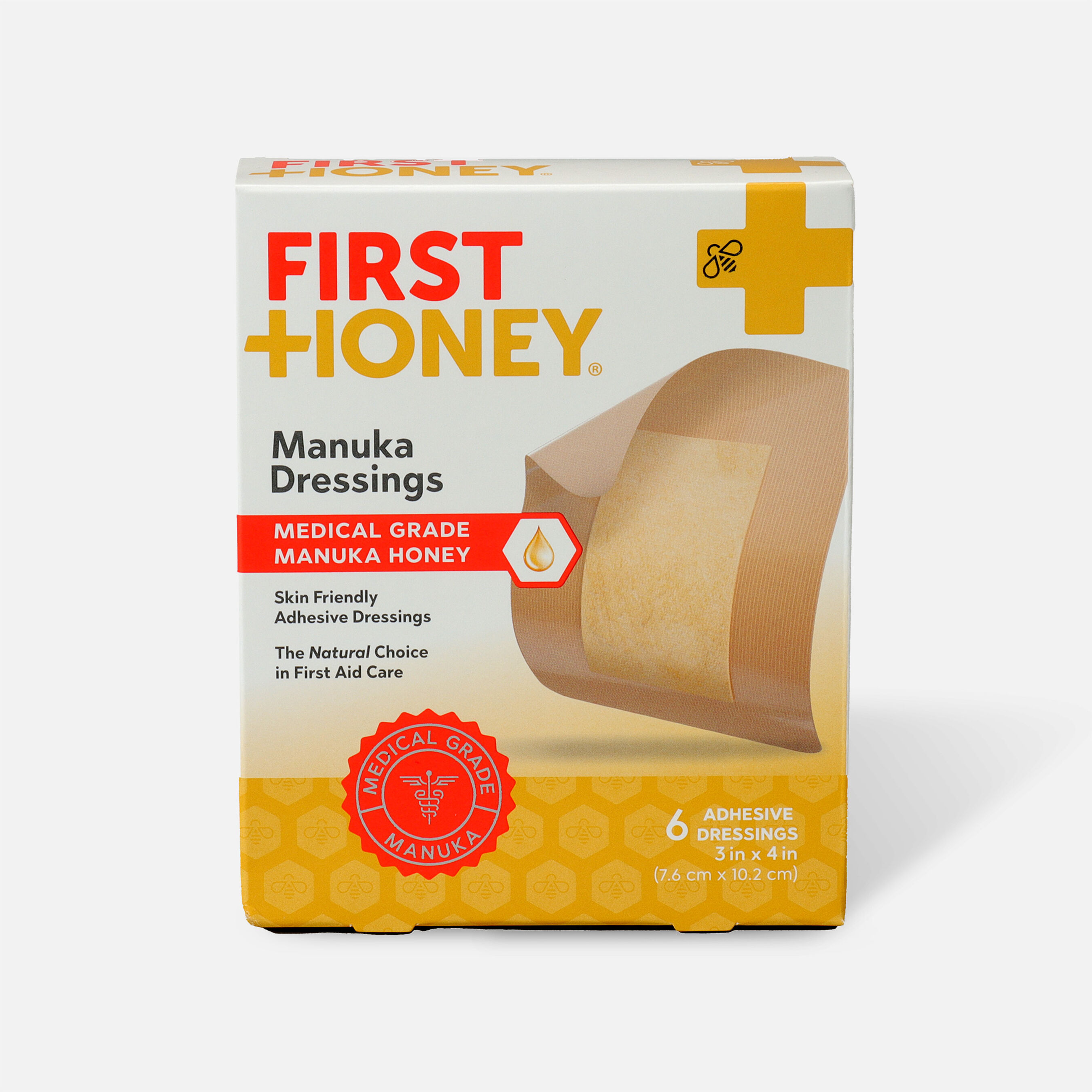 First Honey Adhesive Dressings 6ct