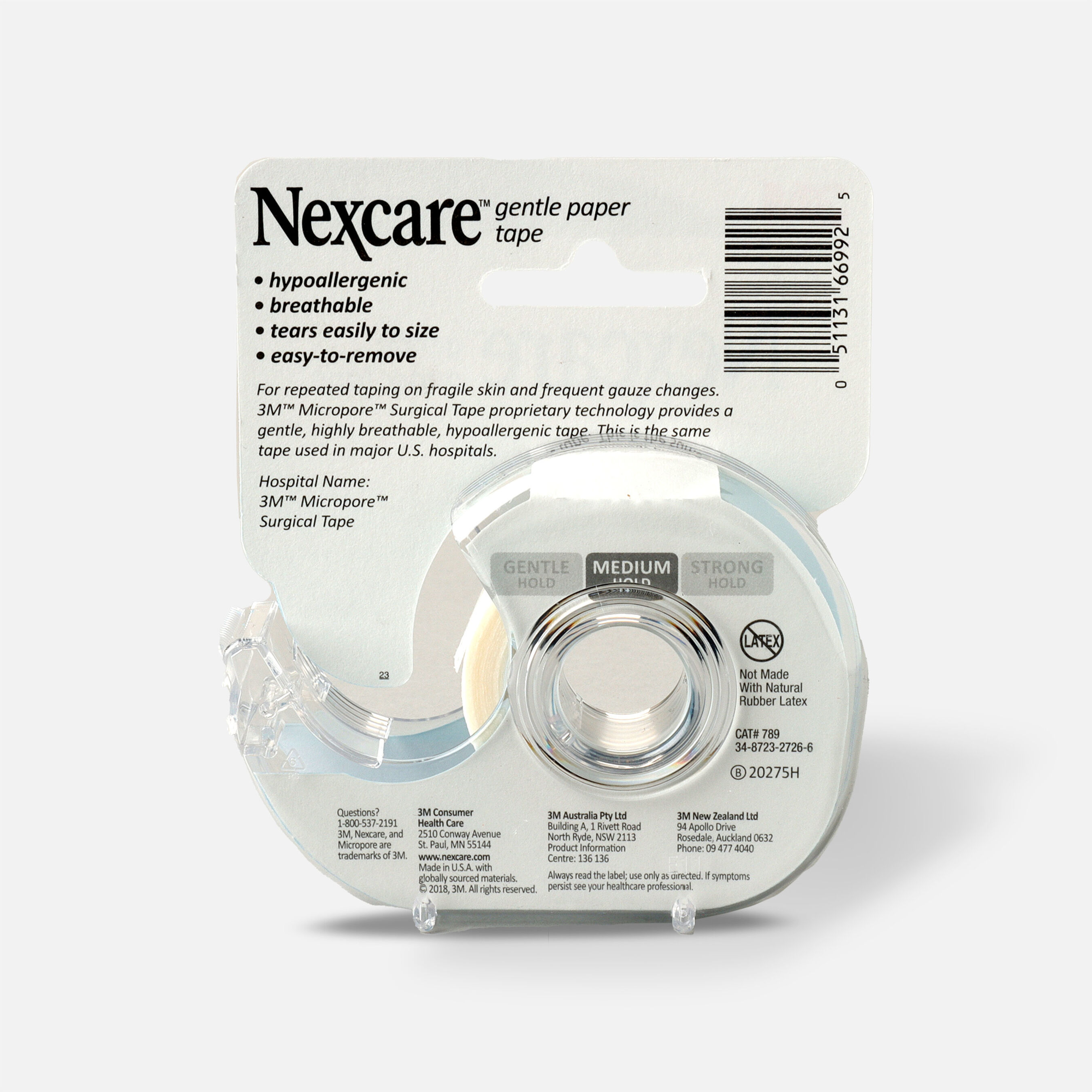 Nexcare First Aid Tape with Dispenser, Gentle Paper, 3/4 in. x 8yds 1ct