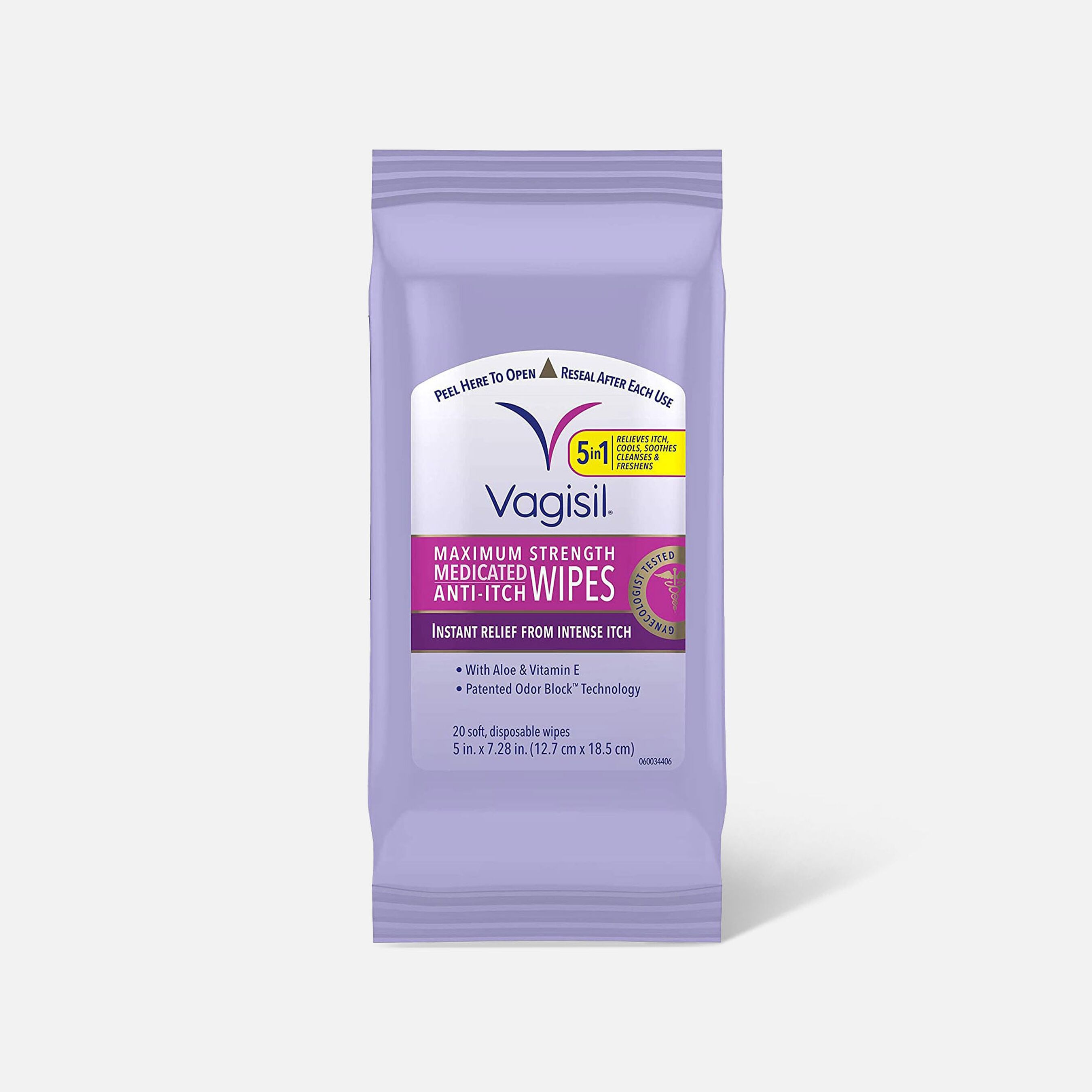 FSA Eligible Vagisil Maximum Strength Medicated AntiItch Wipes, 20 ct