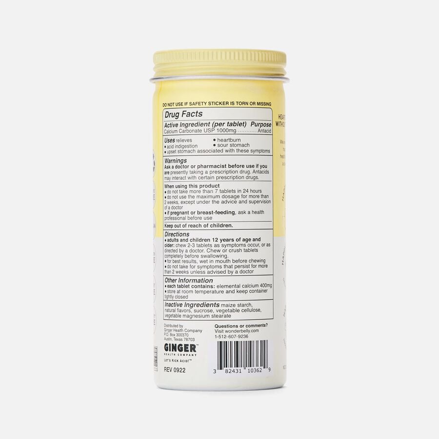 Wonderbelly Antacids, Lemon Sorbet, 60 ct, , large image number 2