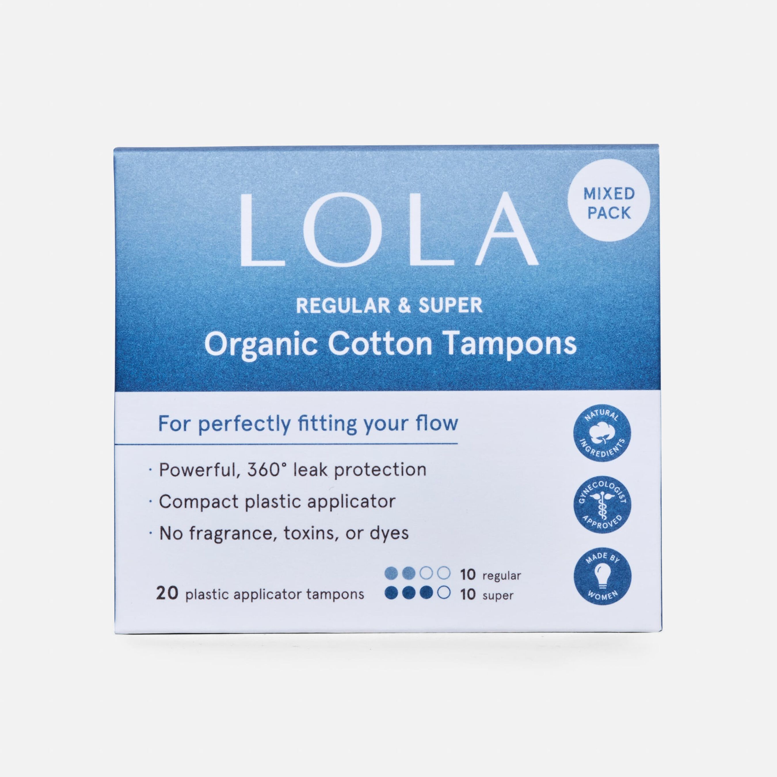 FSA Eligible LOLA Assorted Regular & Super Tampons, 20 ct.