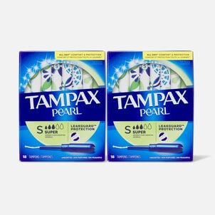 Tampax Pearl Tampons, Super Absorbency, 18 ct. (2-Pack)