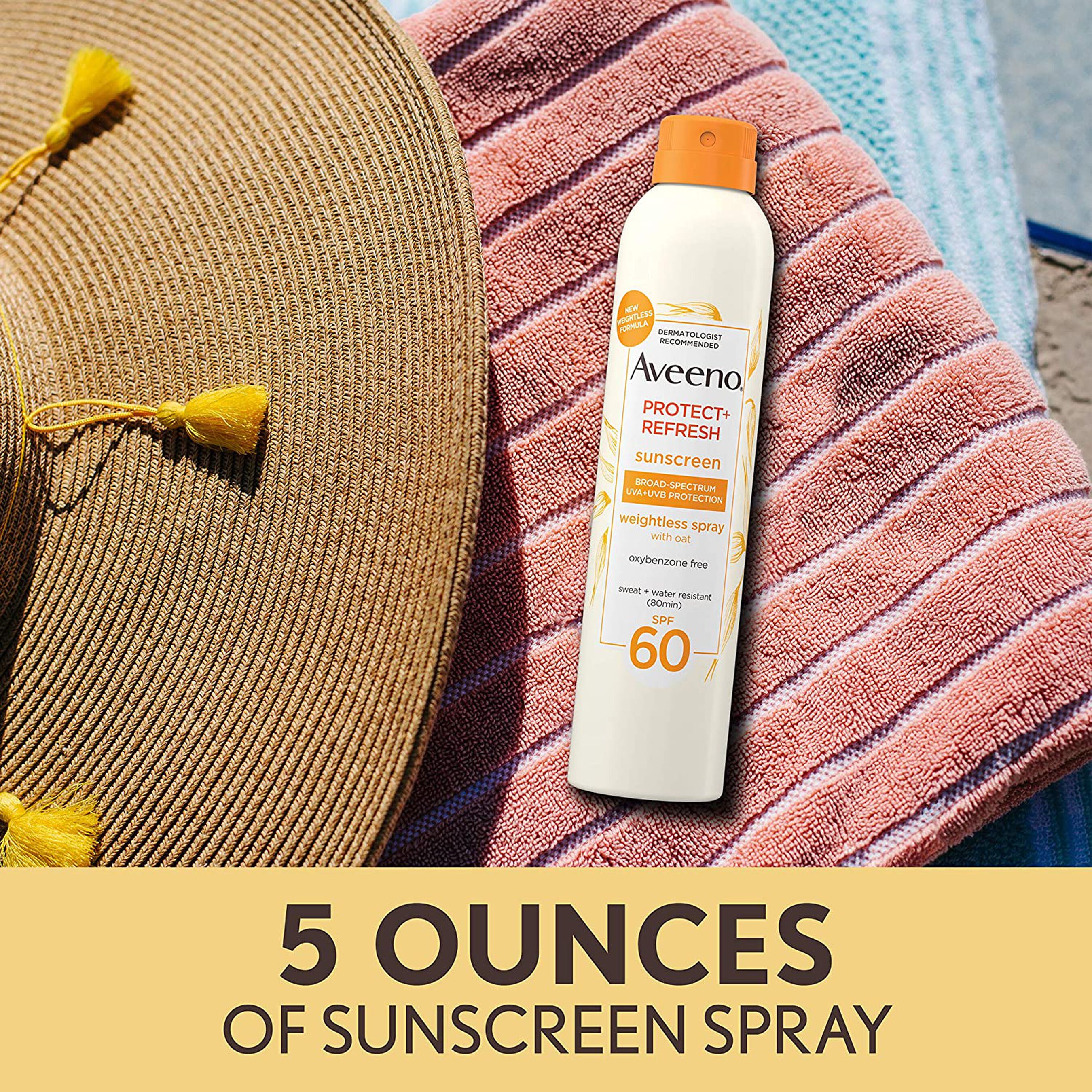 Aveeno Protect + Refresh Body Spray, SPF 60, 5 oz