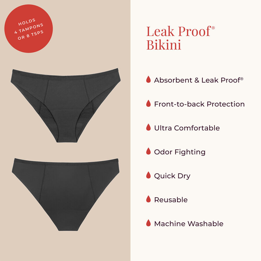 Proof® Leak & Period Underwear - Bikini (4 Tampons/8 tsps), Black, large image number 12
