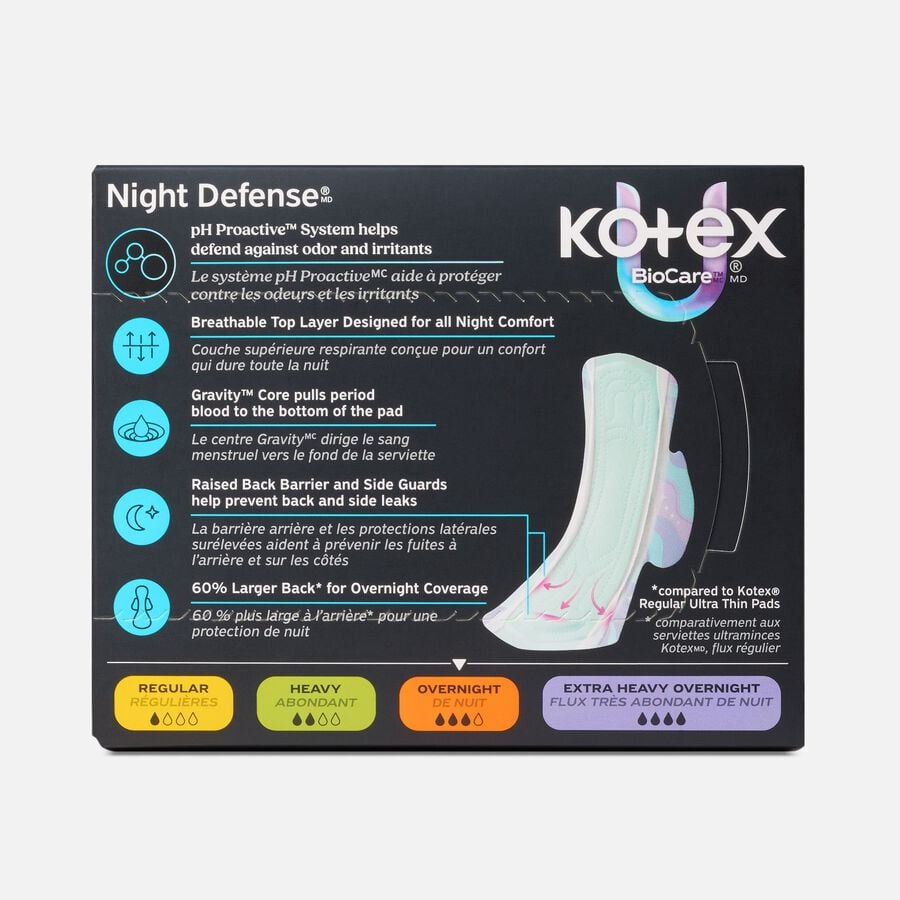 Kotex&reg; BioCare&trade; Ultra Thin Overnight Pads With Wings, Heavy Absorbency, 10 ct., , large image number 1