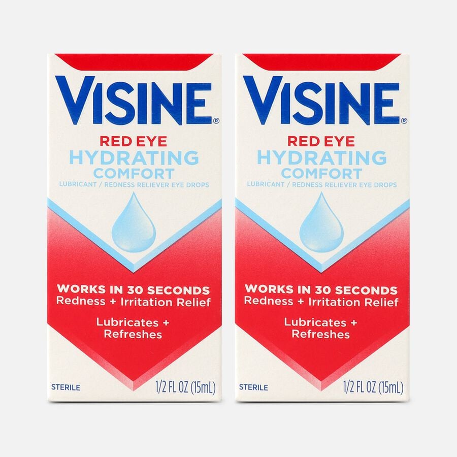 Visine Red Eye Hydrating Comfort Lubricating Eye Drops, .5 fl oz. (2-Pack), , large image number 0