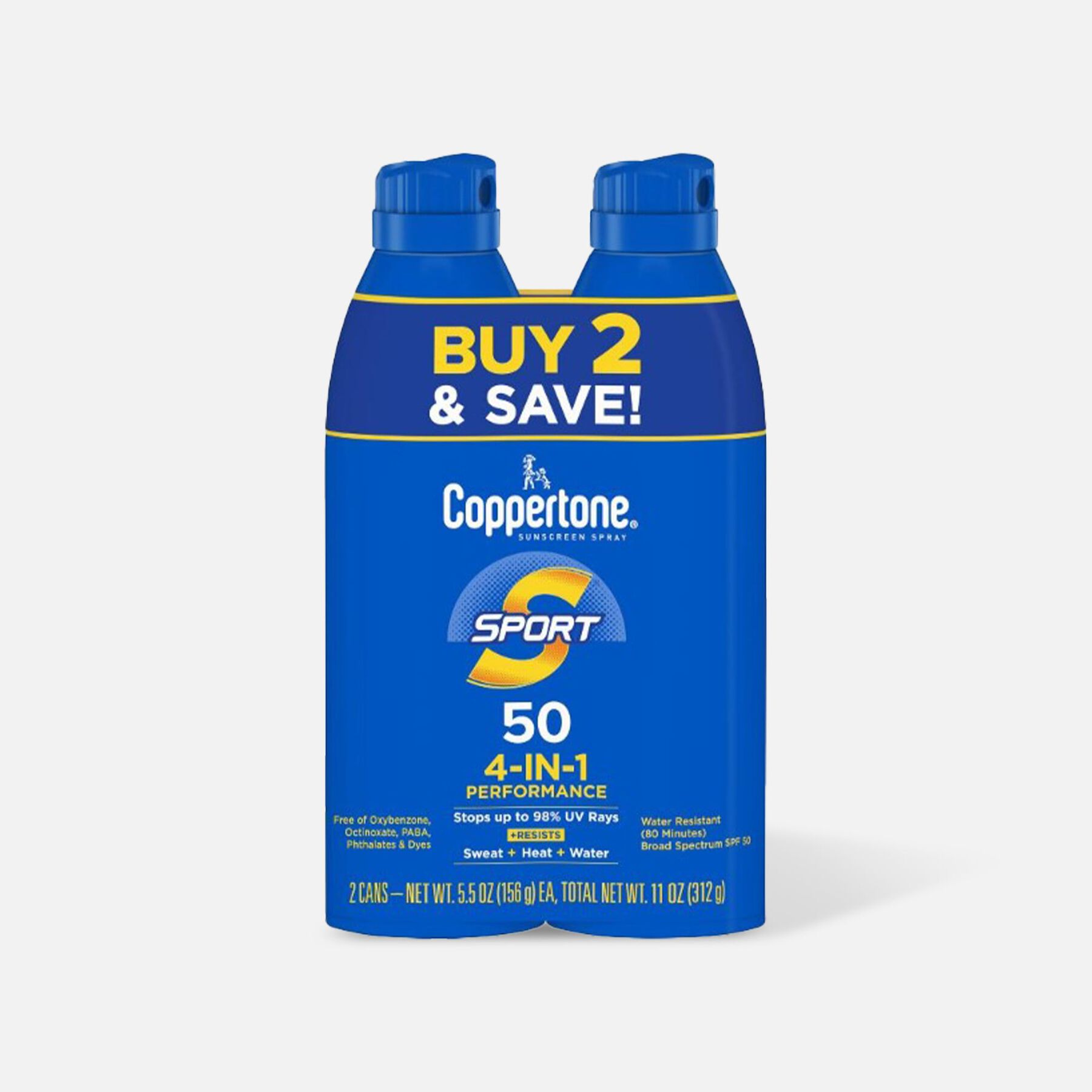 FSA Eligible Coppertone Sport Sunscreen Spray SPF 50, 11 oz. Twin Pack FSA Store