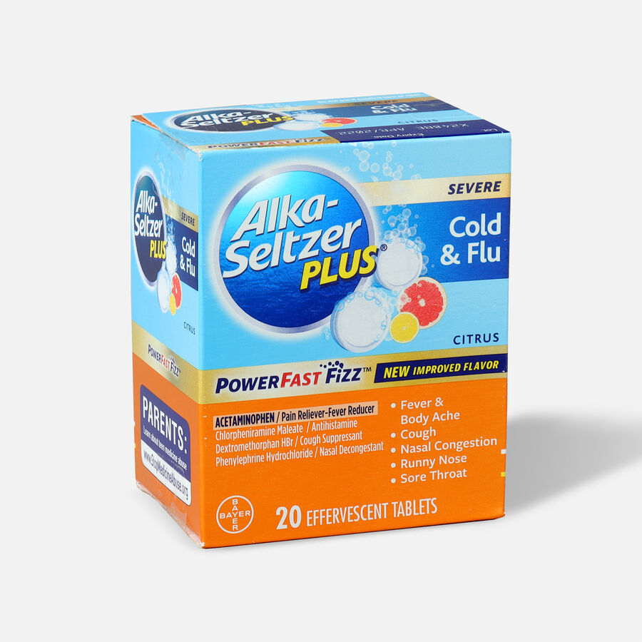 AlkaSeltzer Plus Severe Cold & Flu Powerfast Fizz Tablets, Citrus 20 ct