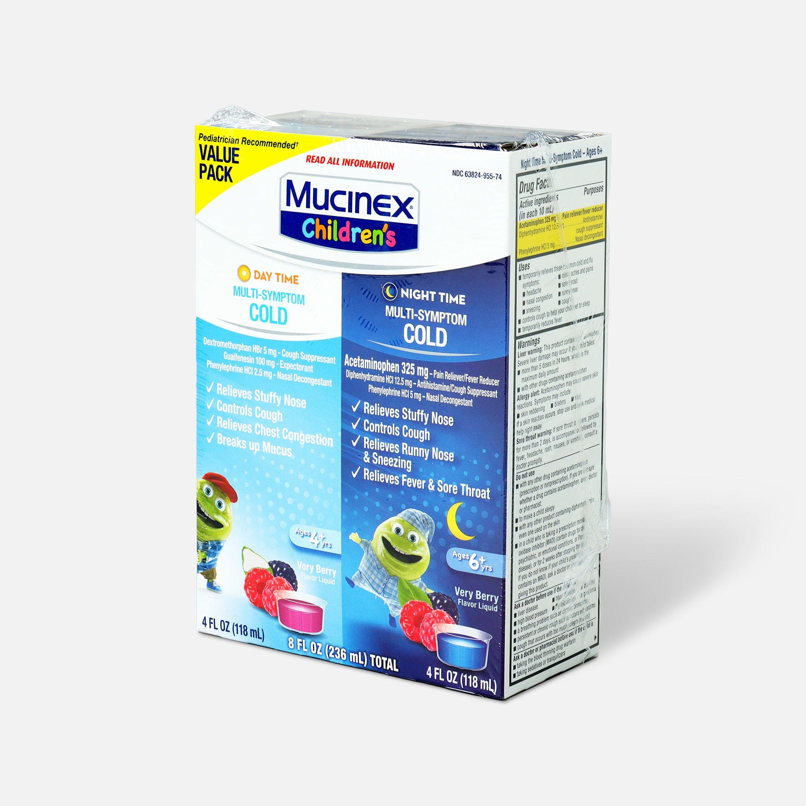 Mucinex Children's MultiSymptom Liquid Day Night 4 oz 2Pack