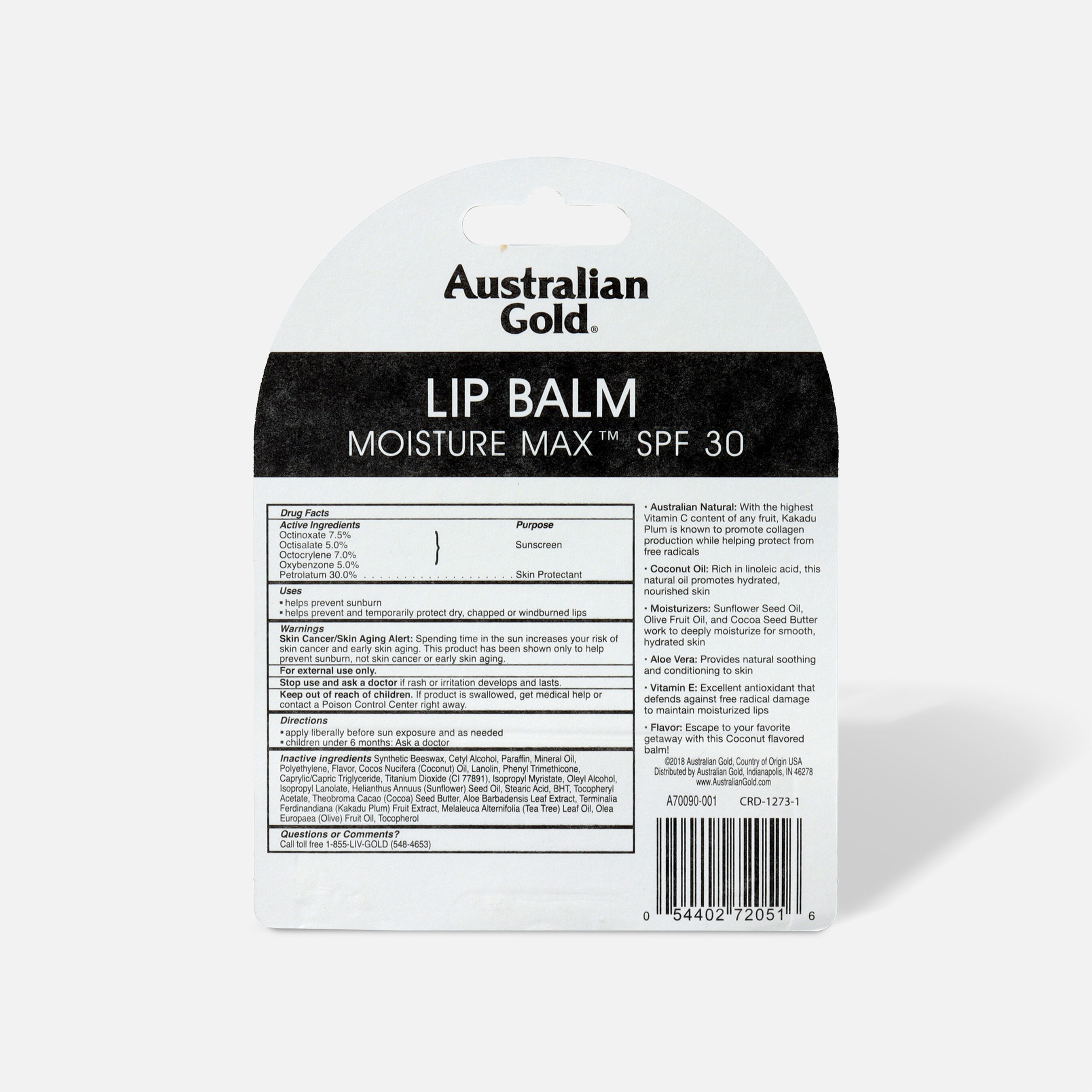 Australian Gold Lip Balm, SPF 30, Coconut