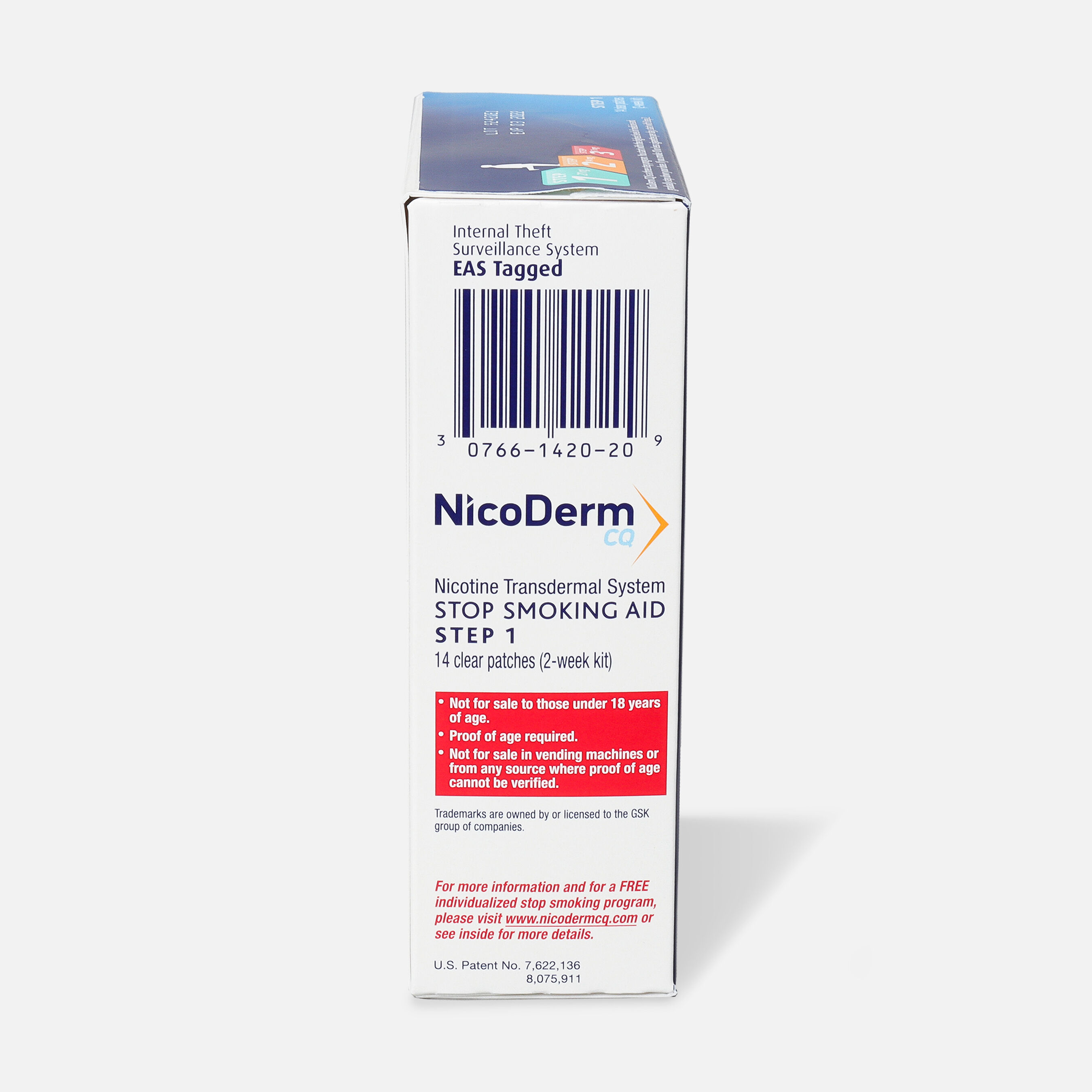 NicoDerm CQ Step 1 Nicotine Patches, Two Week Supply, 14 ct