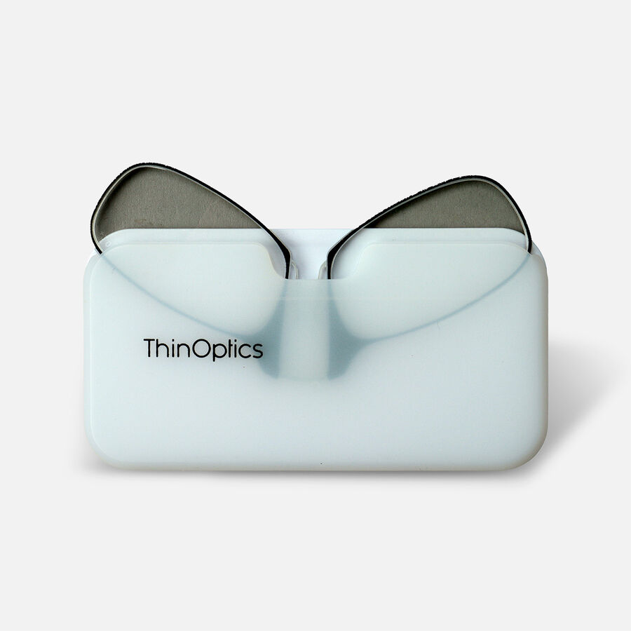ThinOPTICS Reading Glasses on your Phone, Black Glasses, White Universal Pod Case, +2.00, , large image number 4
