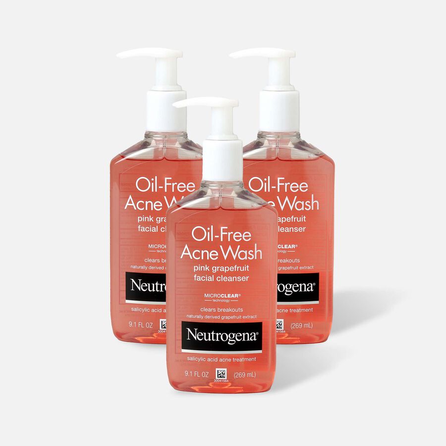 Neutrogena Pink Grapefruit Oil-Free Acne Facial Wash, 9.1 oz. (3-Pack), , large image number 0