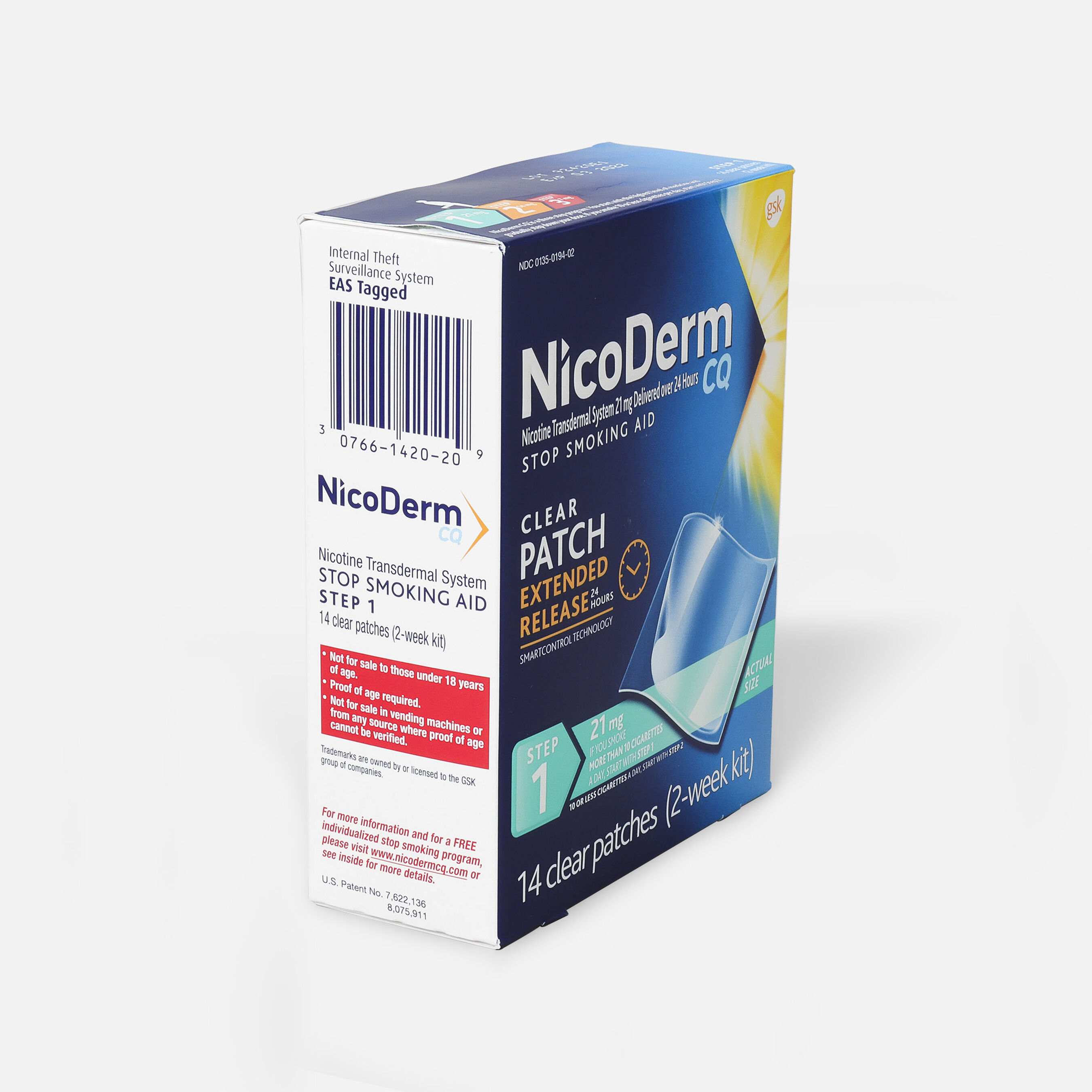 NicoDerm CQ Step 1 Nicotine Patches, Two Week Supply, 14 ct.