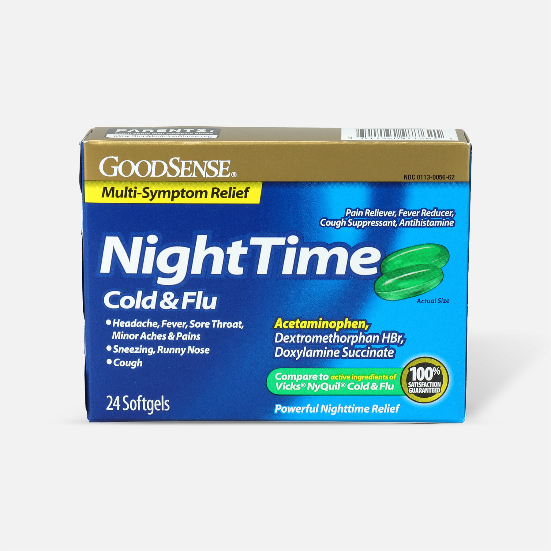 GoodSense® NightTime Cold & Flu Multi Symptom Softgels, 24 ct