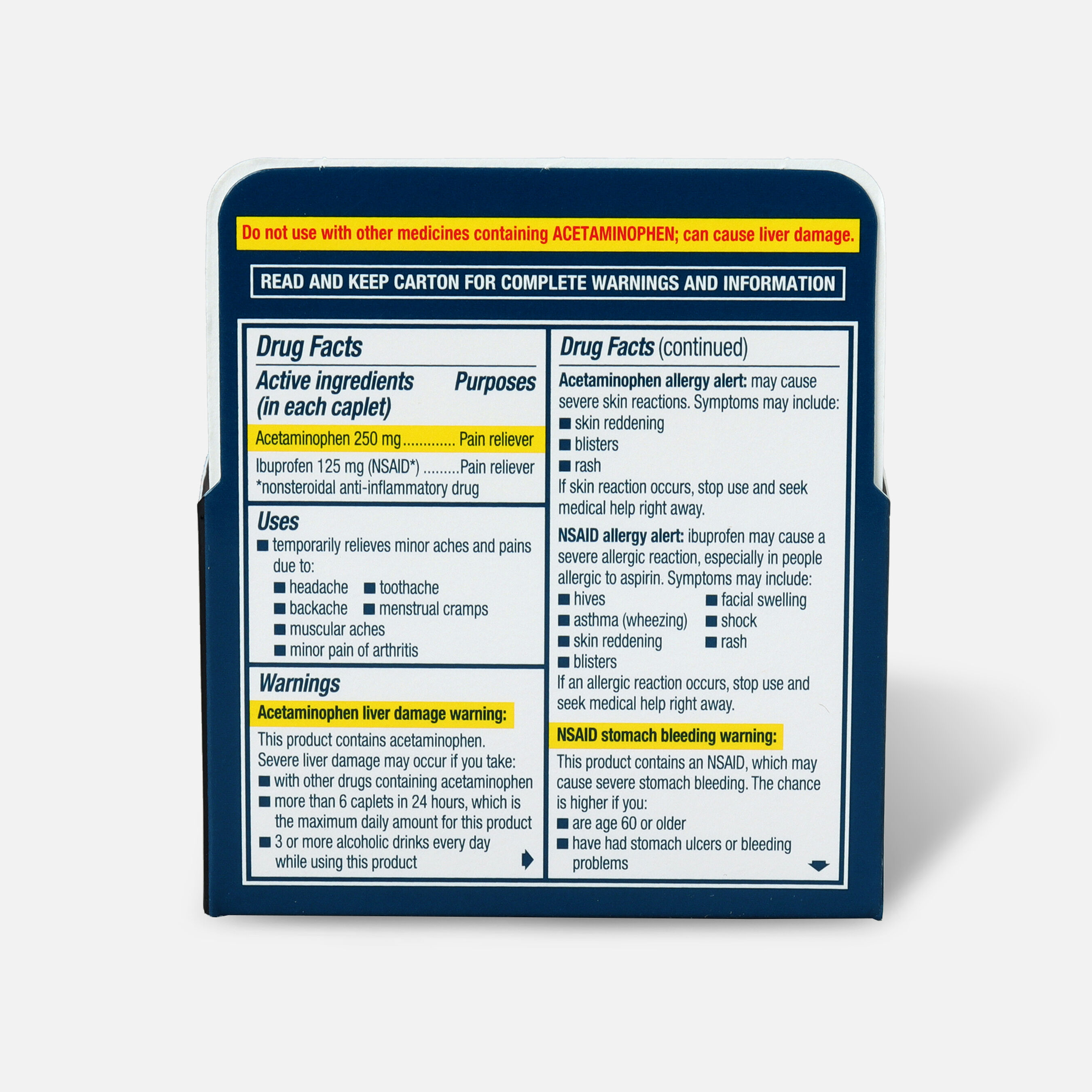 Advil Dual Action Coated Tablets, Acetaminophen + Ibuprofen, 36 ct