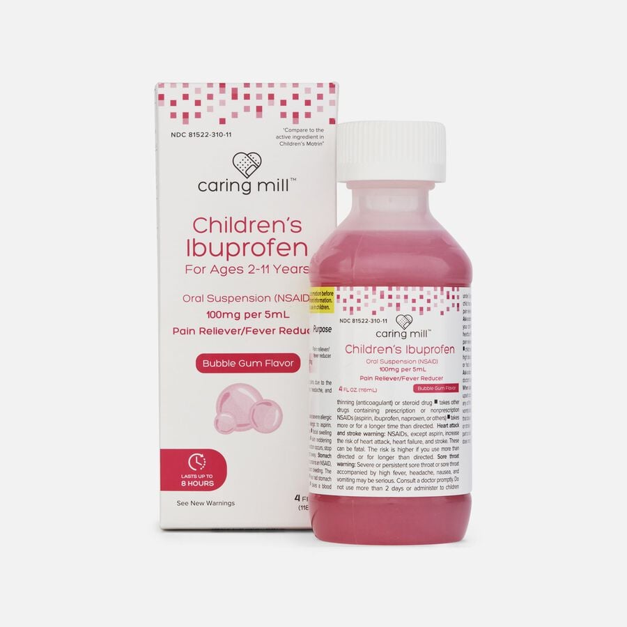 Caring Mill™ Children’s Ibuprofen Pain Reliever/Fever Reducer, Bubble Gum, 4 fl oz., , large image number 0