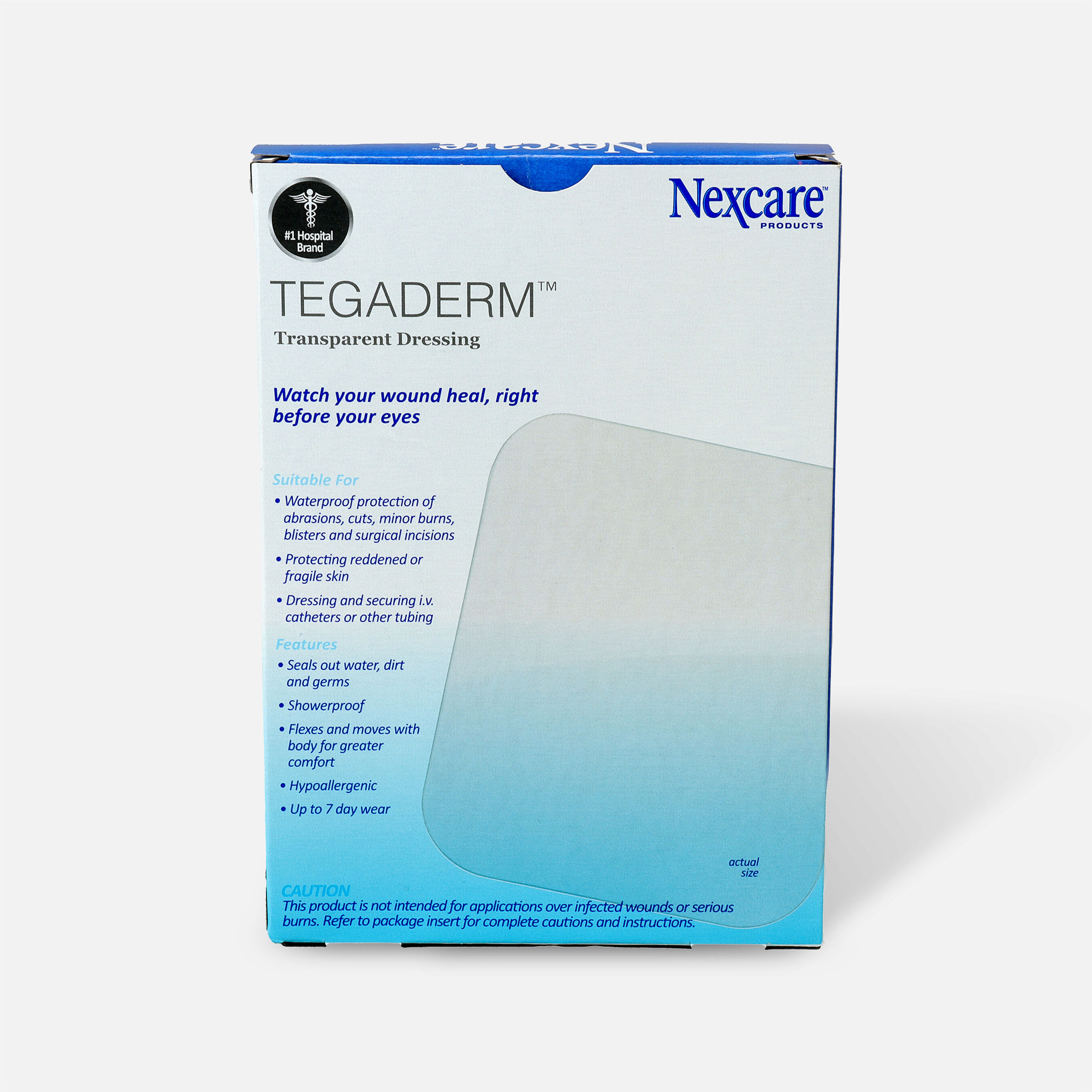Nexcare Tegaderm Transparent Dressing, 4 in. x 4 3/4 in. , 4 ea