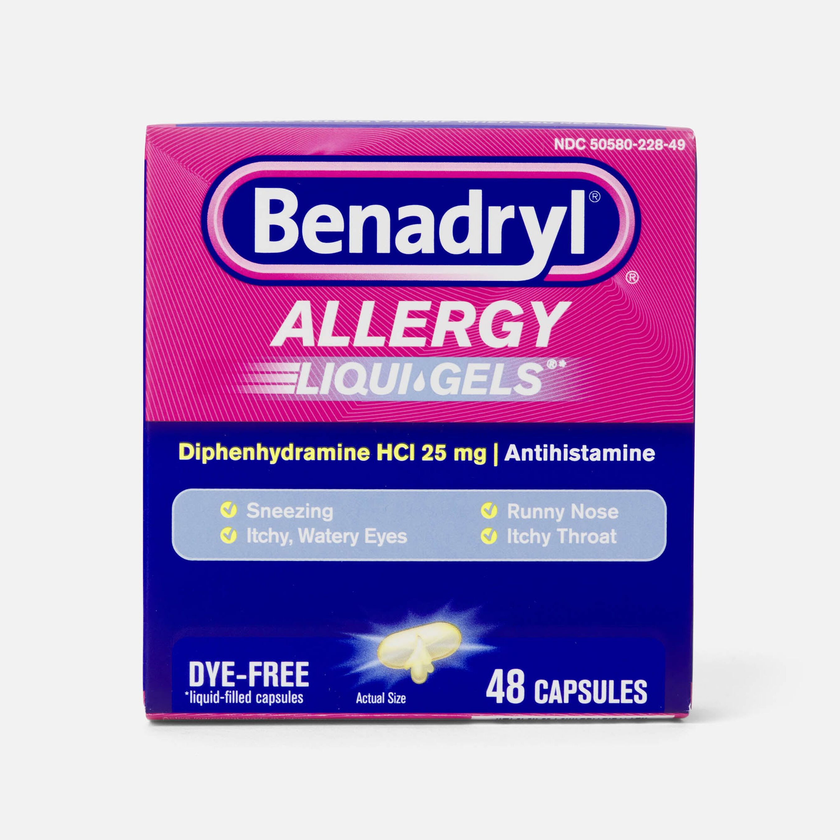 FSA Eligible Benadryl Allergy Relief Liquid Gels, 48 ct
