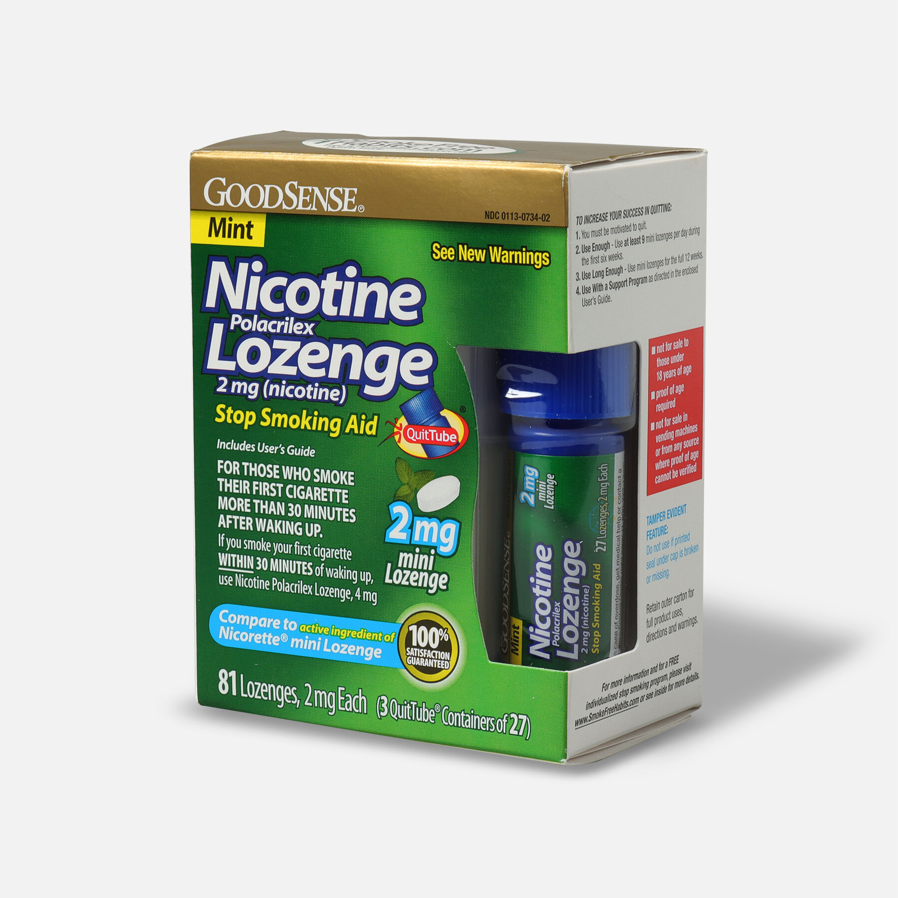 GoodSense® Nicotine Mini Lozenge Quit Tube Mint 2 mg, 81 ct