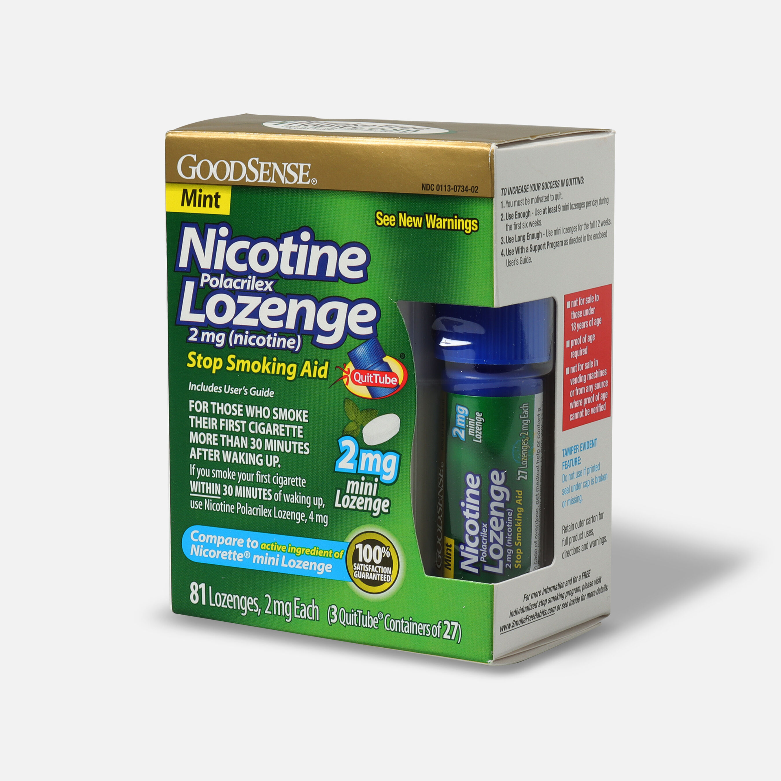 GoodSense® Nicotine Mini Lozenge Quit Tube Mint 2 mg, 81 ct