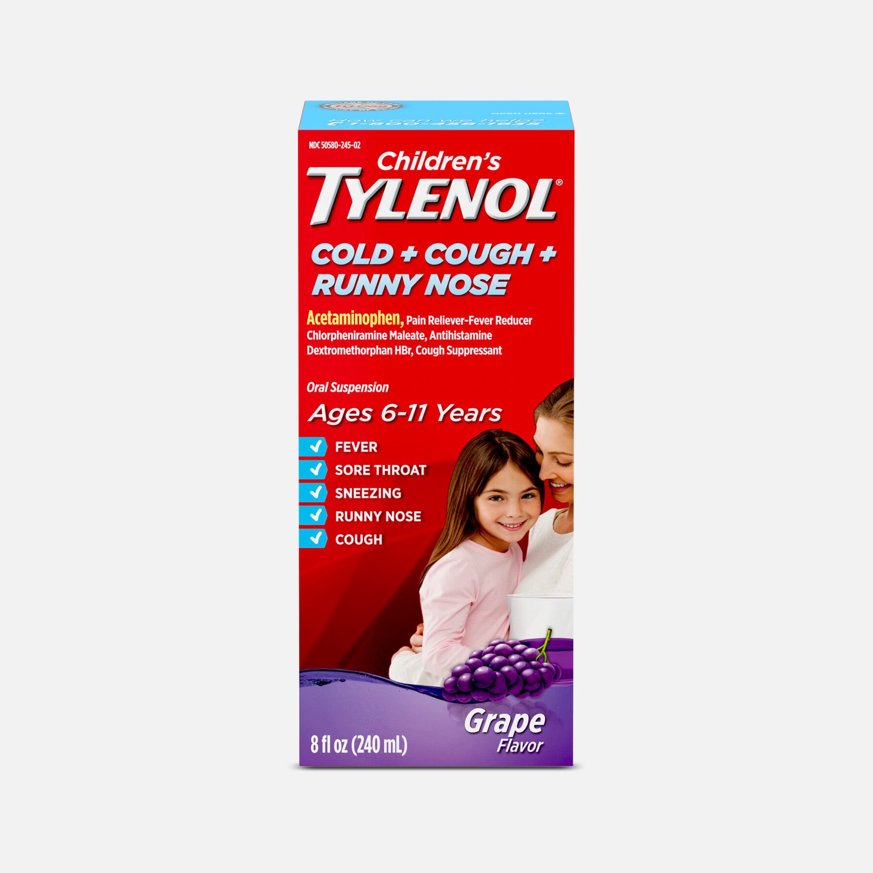 FSA Eligible Children's Tylenol Cold + Cough + Runny Nose Relief Liquid