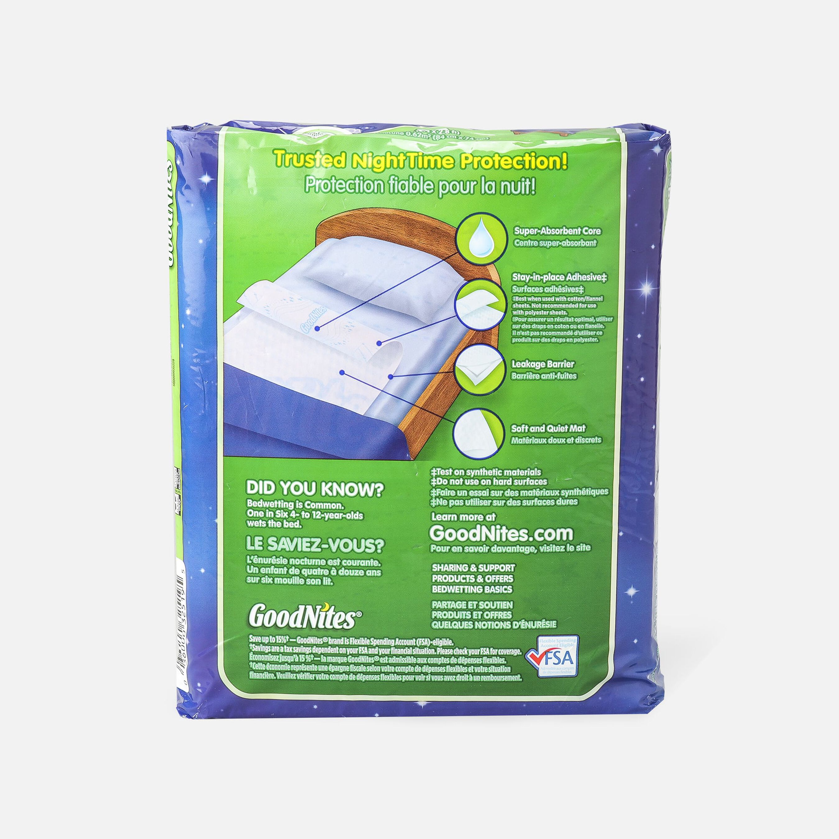 GoodNites Disposable Bed Pads for Nighttime Bedwetting, NonSlip