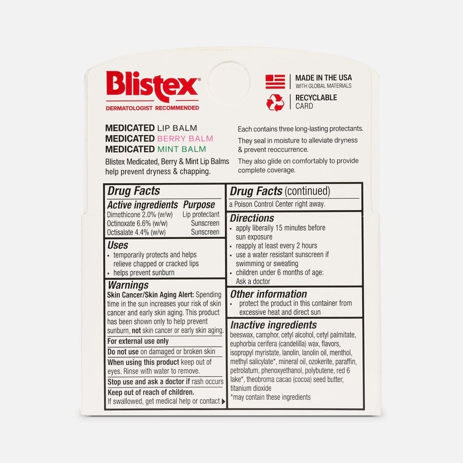 Blistex Assorted Medicated Lip Balm - 3 Pack, , large image number 1