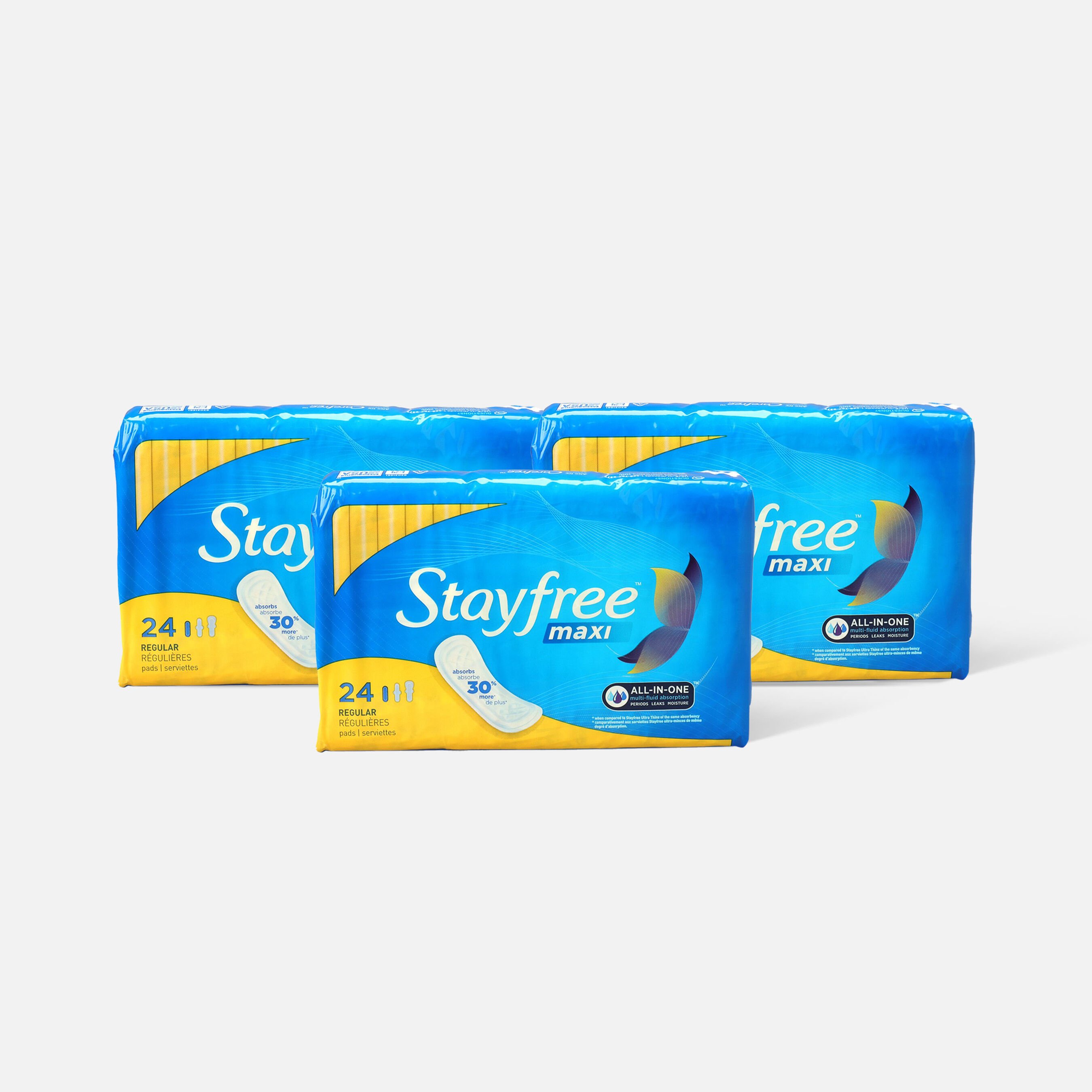 FSA Eligible Stayfree Maxi Pads Regular, 24 ct. (3Pack) FSA Store