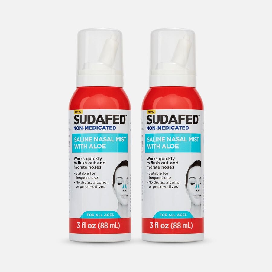 Sudafed Non-Medicated Saline Nasal Mist with Aloe, 3 fl oz. (2-Pack), , large image number 0