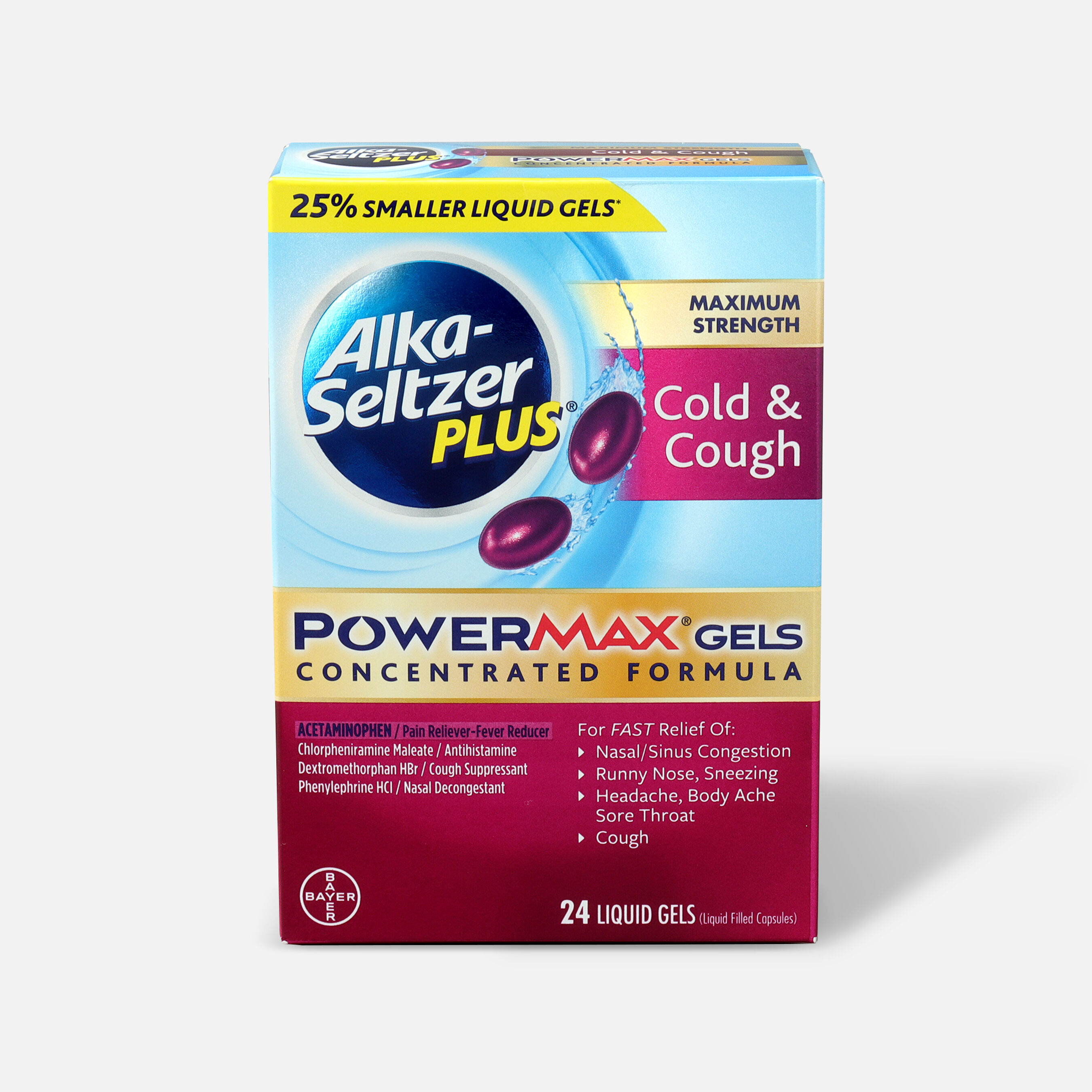 AlkaSeltzer Plus PowerMax Gels, Cold & Cough, 24ct