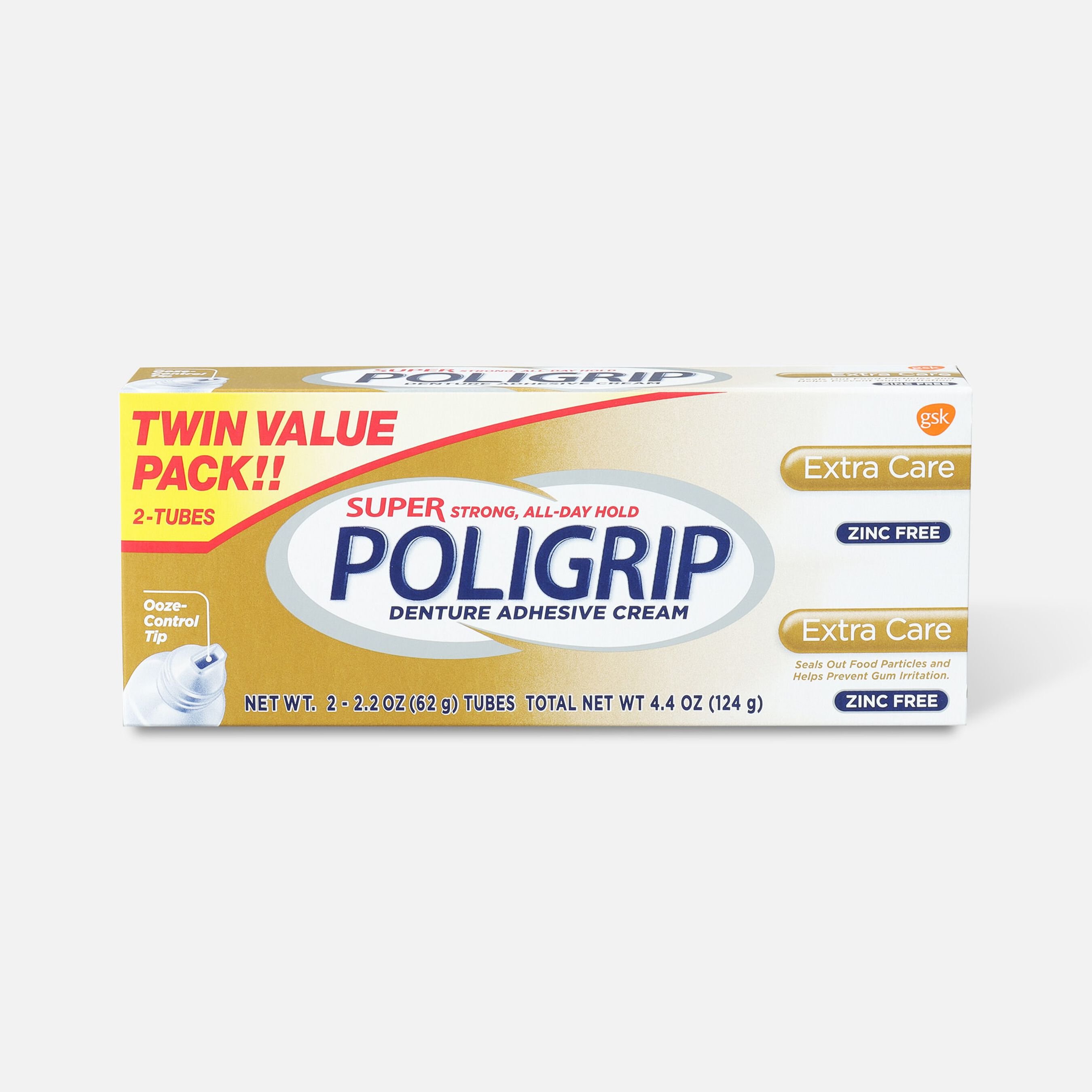 FSA Eligible Super Poligrip Extra Care Zinc Free Denture Adhesive Cream