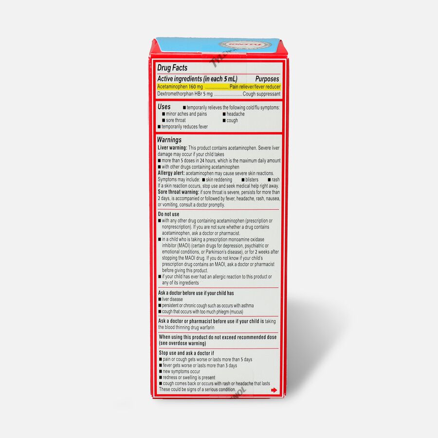 FSA Eligible Children's Tylenol Cold + Cough + Sore Throat, Bubblegum