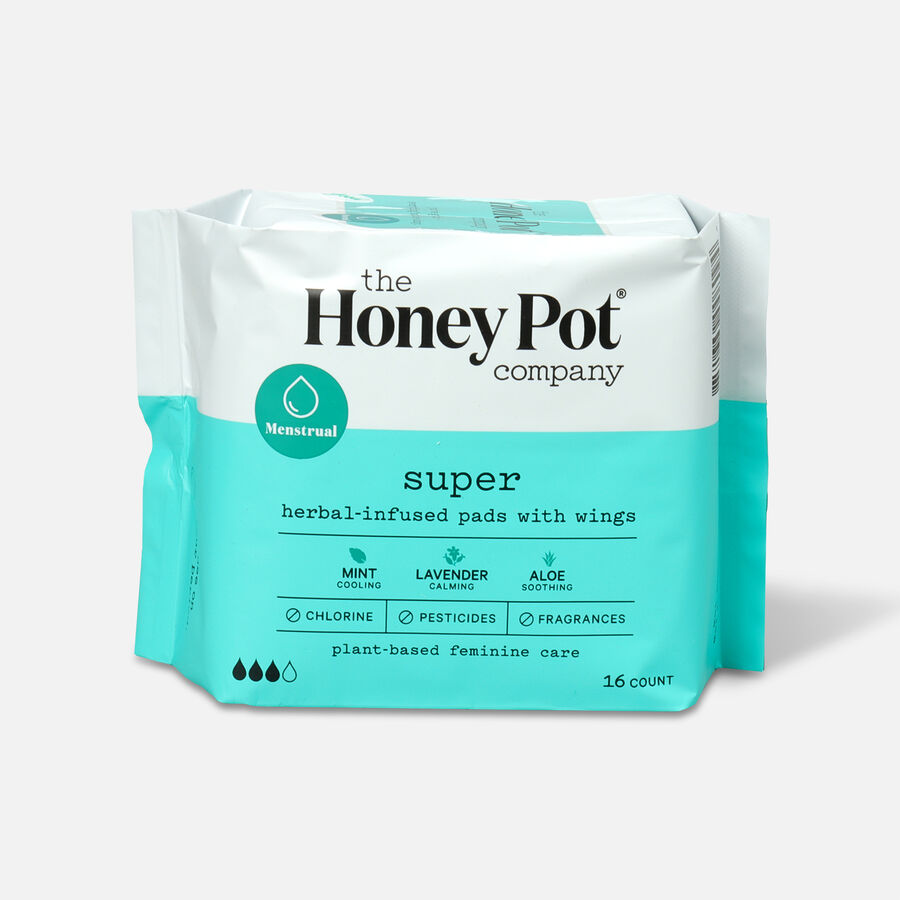 The Honey Pot Super Herbal Pads with Wings, 16 ct., , large image number 0