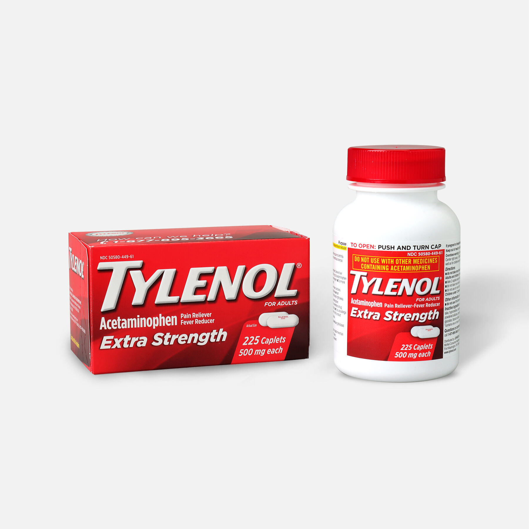 Tylenol Extra Strength Caplets, 225 ct