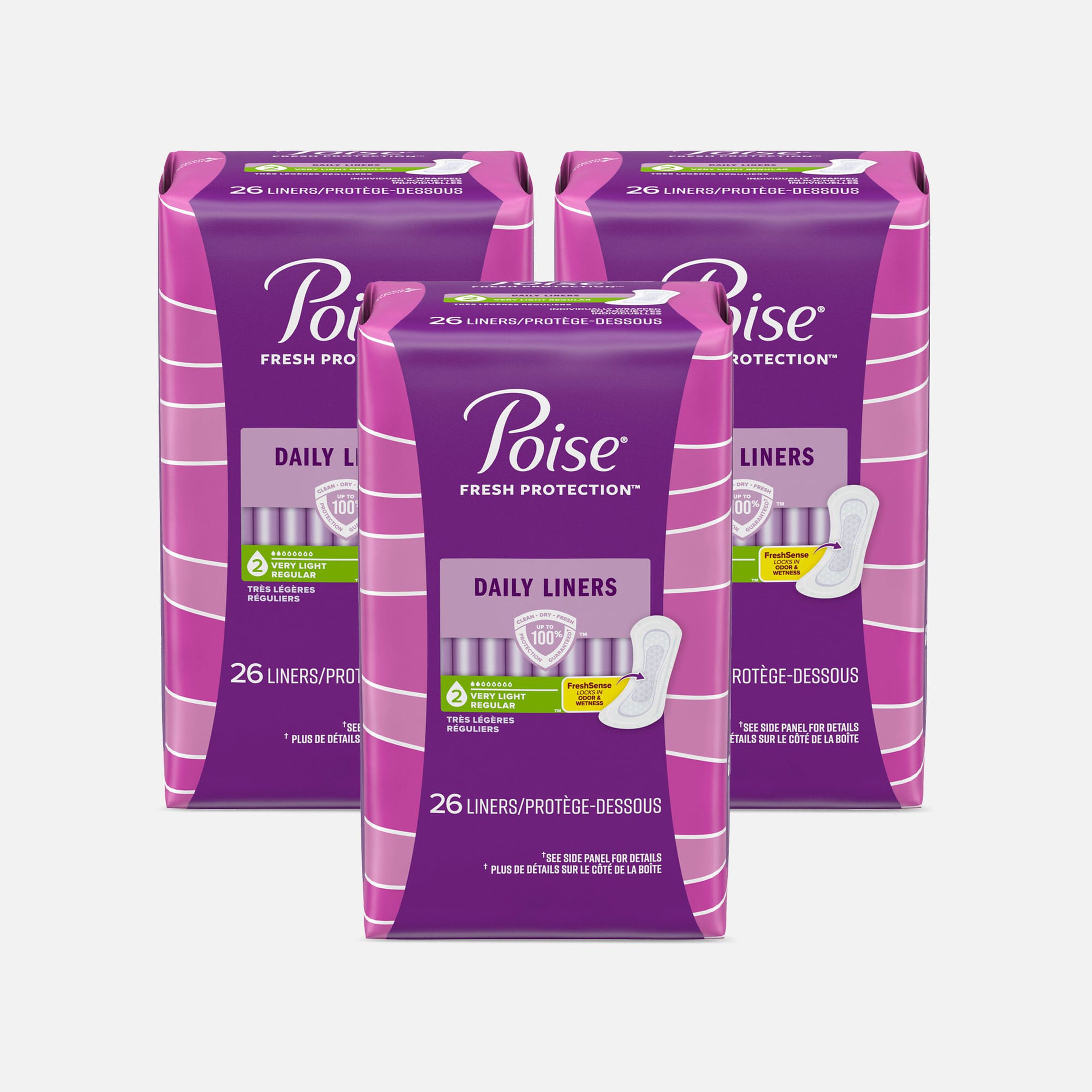FSA Eligible Poise Pantyliners Very Light Absorbency, Regular, 26 ct