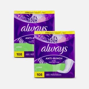 Always Panty Liners, Long, Unscented, 108 ct. (2-Pack)
