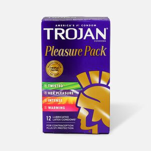 Trojan Lubricated Latex Condoms, Pleasure Pack, 12 ct.