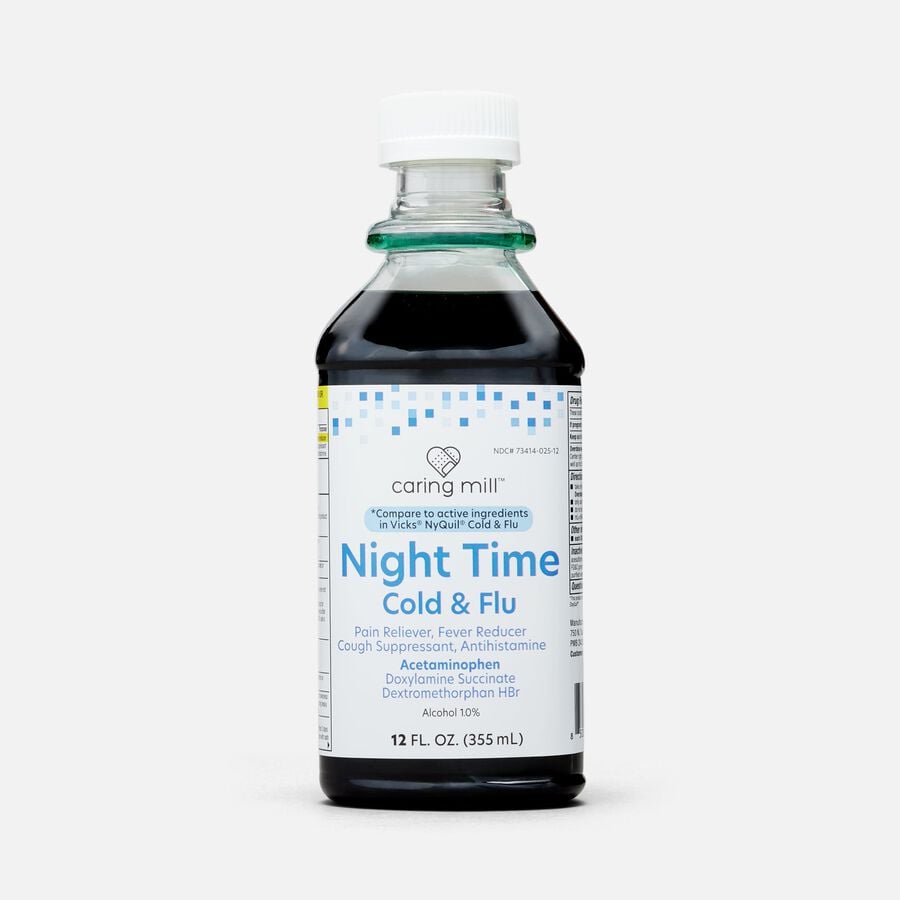 Caring Mill™ Night Time Cold & Flu Relief, Original Menthol Flavor, 12 fl oz., , large image number 0