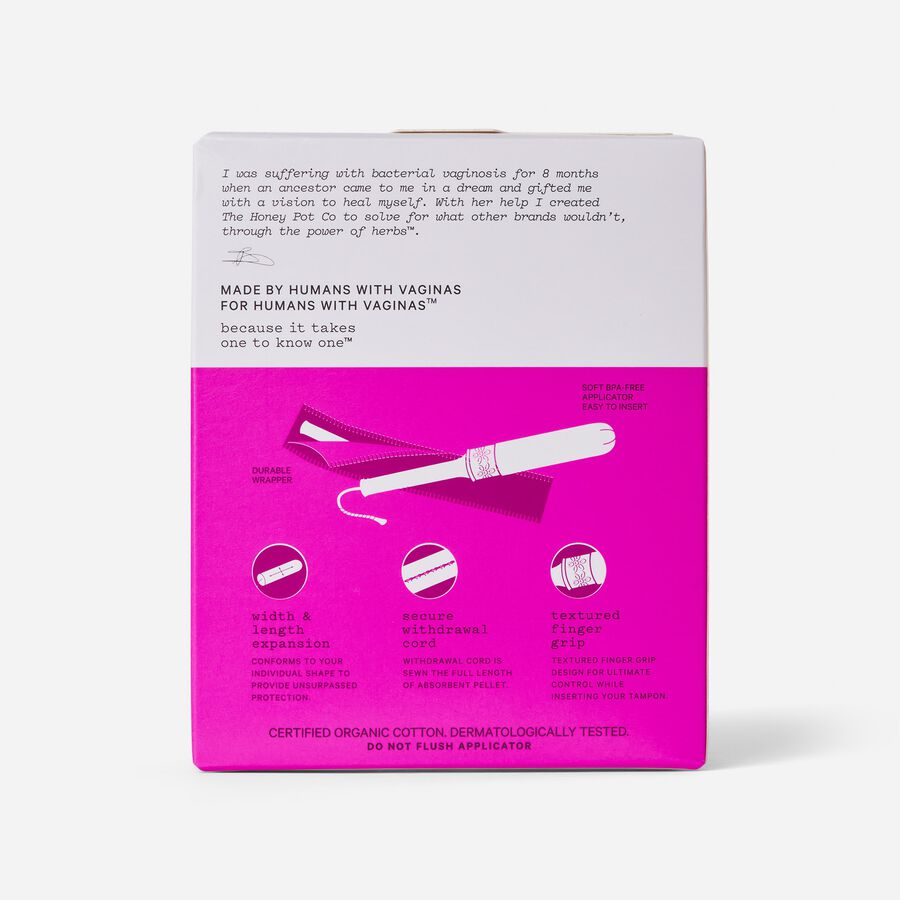 FSA Eligible The Honey Pot Regular Organic Cotton BPA Free Applicator Tampon, 18 ct. FSA Eligible