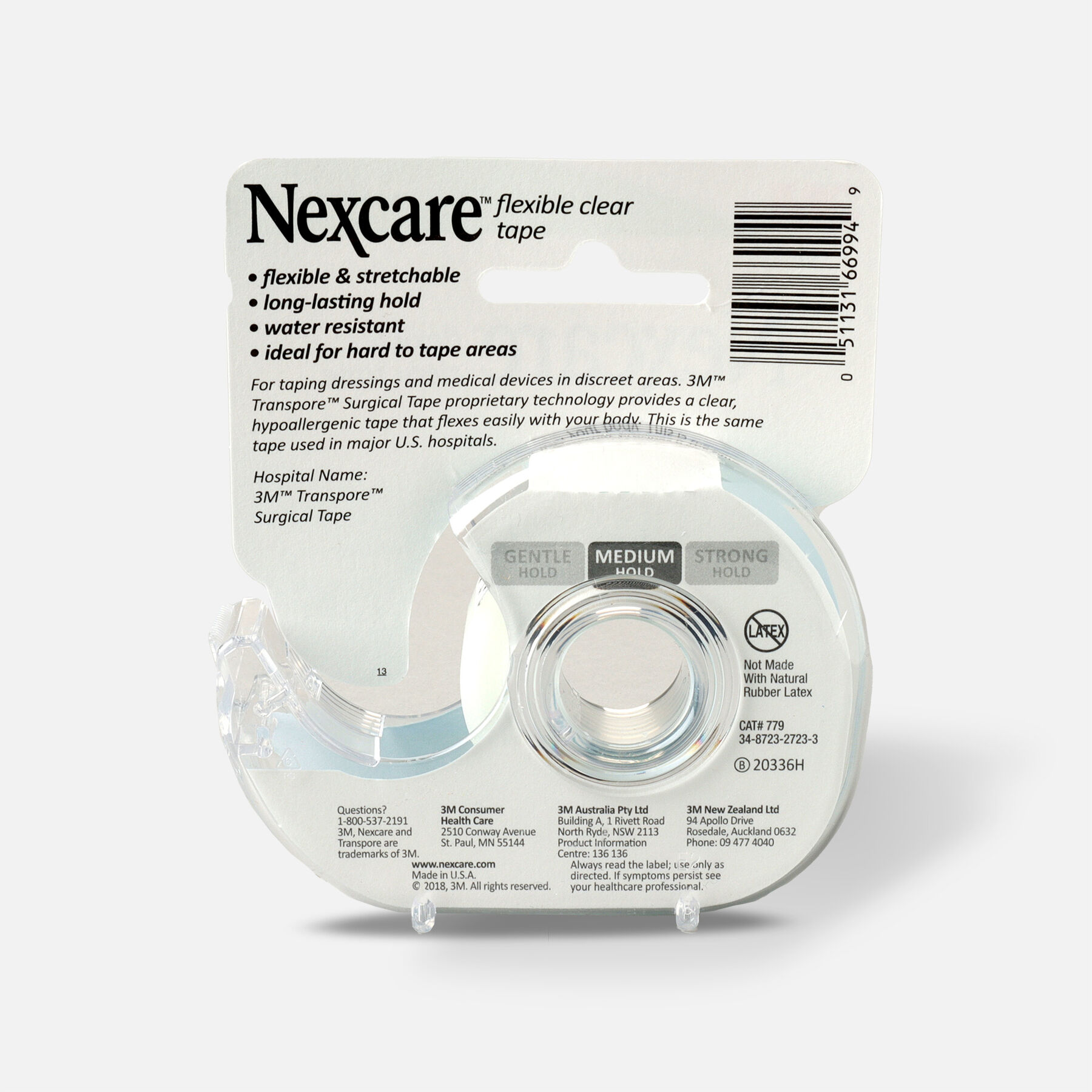 Nexcare First Aid Tape with Dispenser, Flexible Clear, 3/4 in. x 252 in. , 1 ea