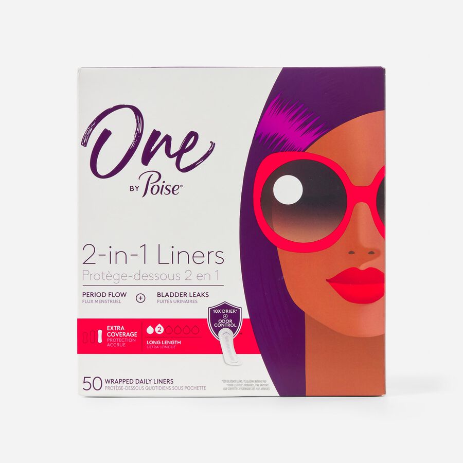 One by Poise Supreme Extra Coverage Wrapped Pantyliner, 50 ct., , large image number 0