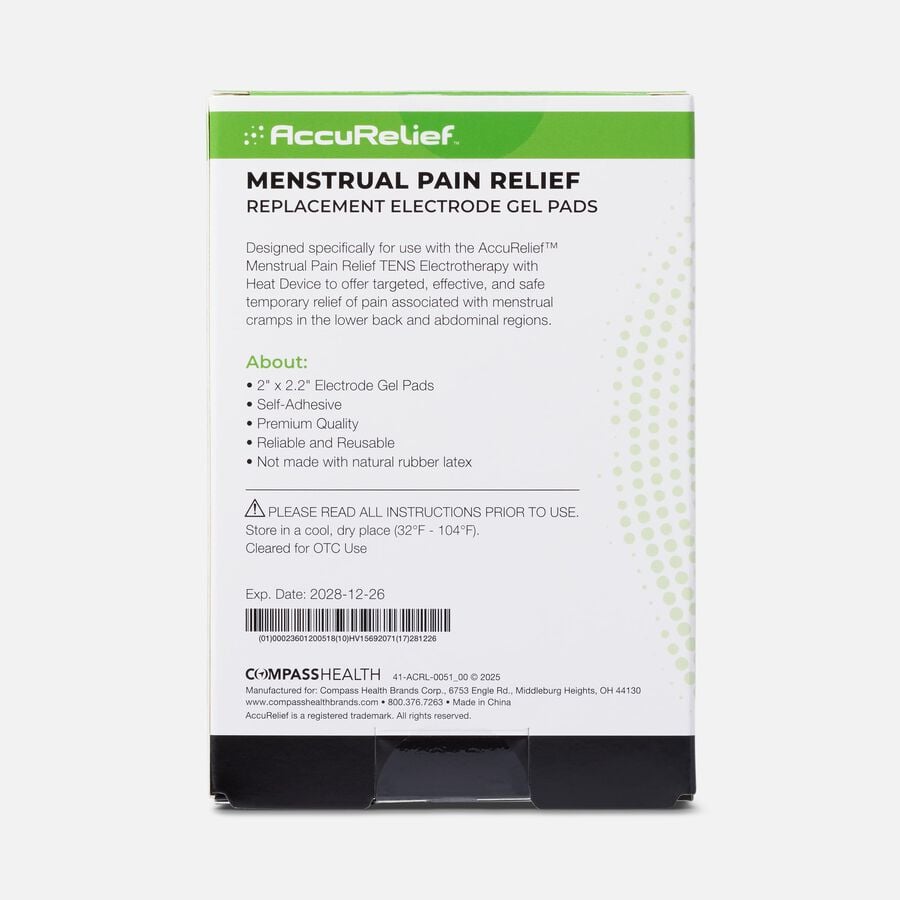 AccuRelief&trade; Menstrual Pain Relief Replacement Electrode Gel Pads, 4-Pack, , large image number 1