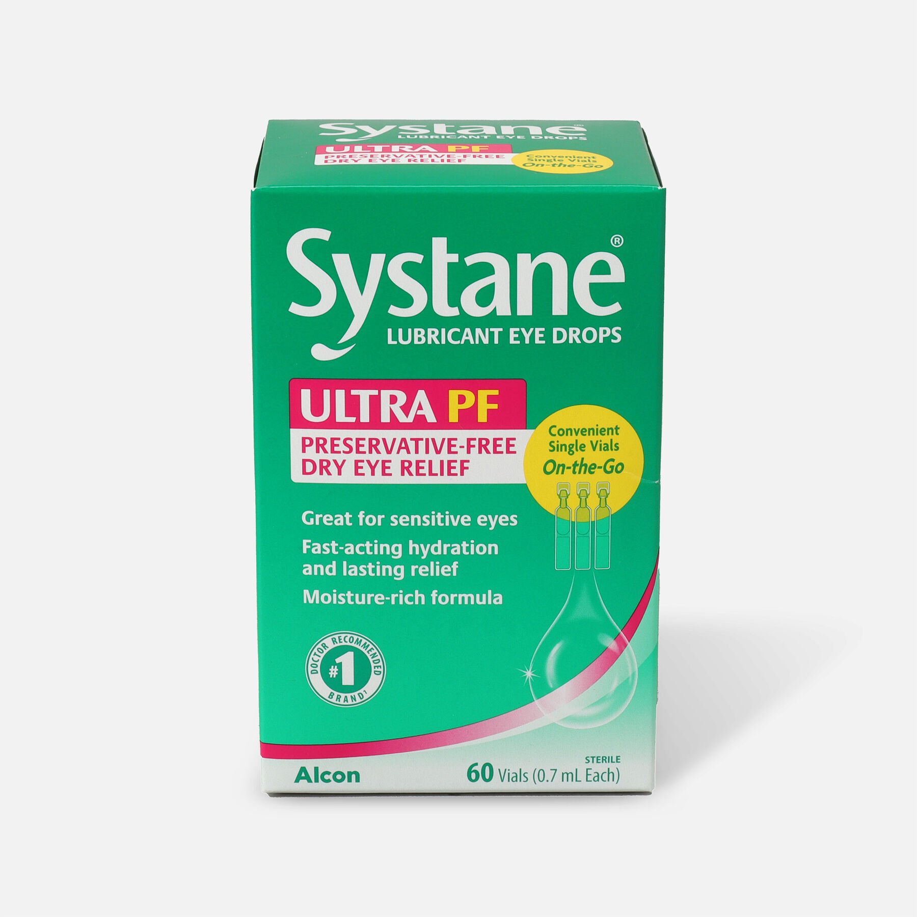FSA Eligible Systane Ultra Preservative Free Lubricant Eye Drops, 60 ct