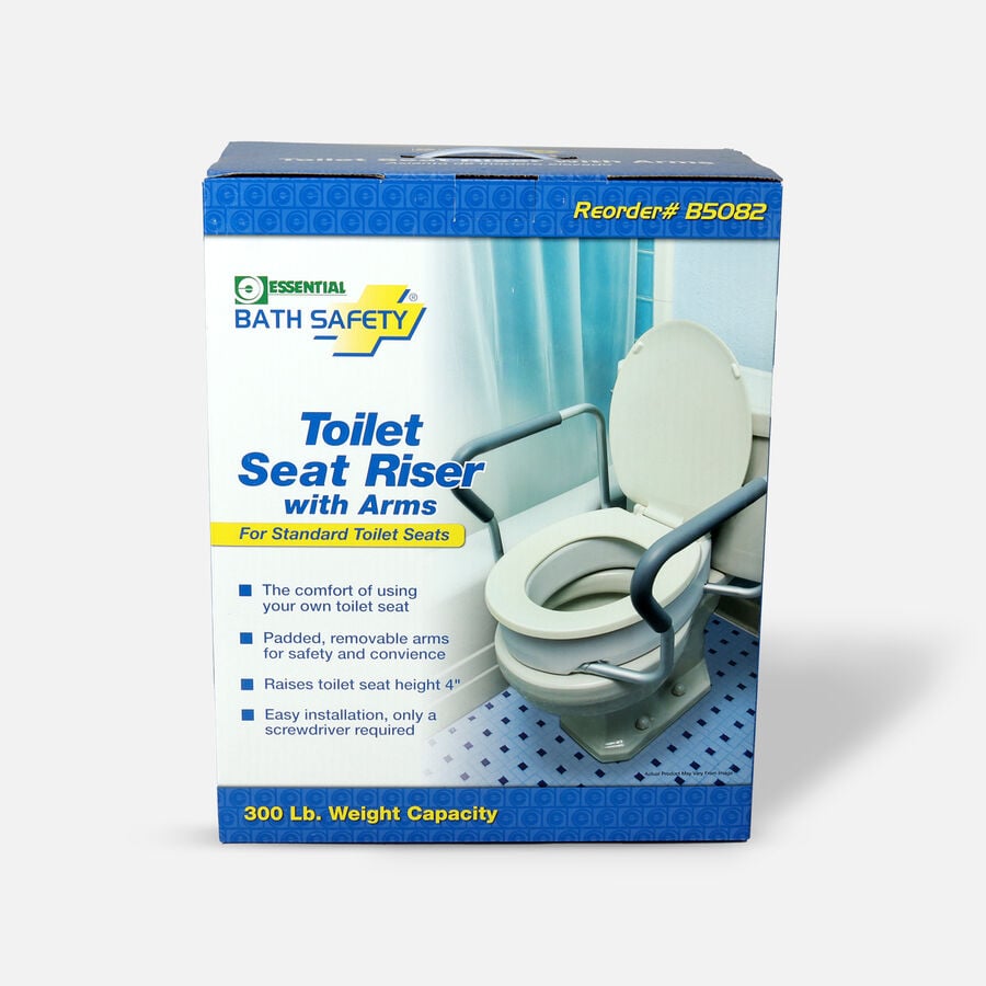 Essential Medical Toilet Seat Riser with Removable Arms, , large image number 2