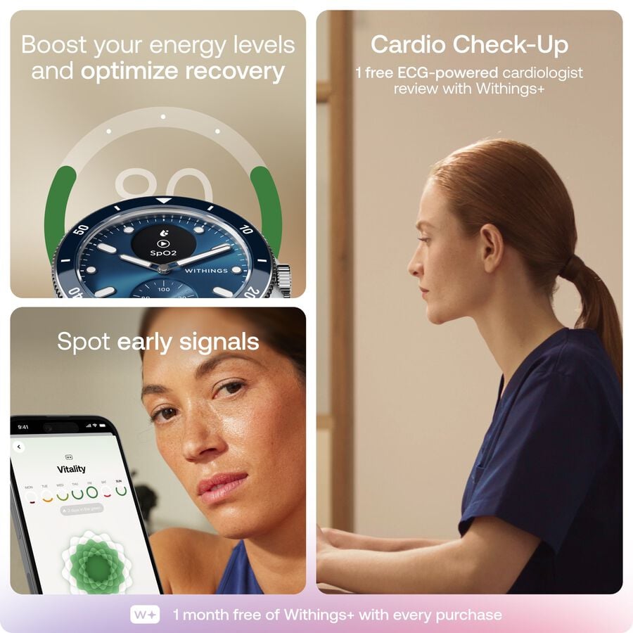 Withings ScanWatch Nova Premium Heart Health Hybrid Smartwatch, 42mm, Blue, , large image number 6