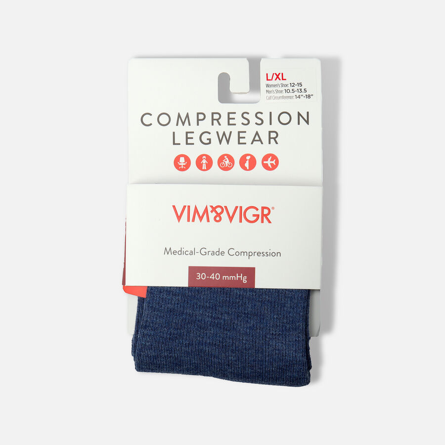VIM & VIGR Cotton Compression Socks, Heathered Collection Navy, 30-40 mmHg, , large image number 1